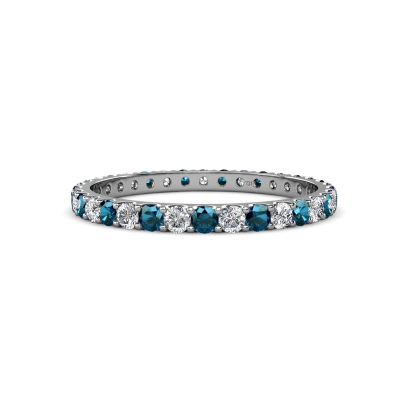 Audrey 2.40 mm Blue and White Diamond U Prong Eternity Band 