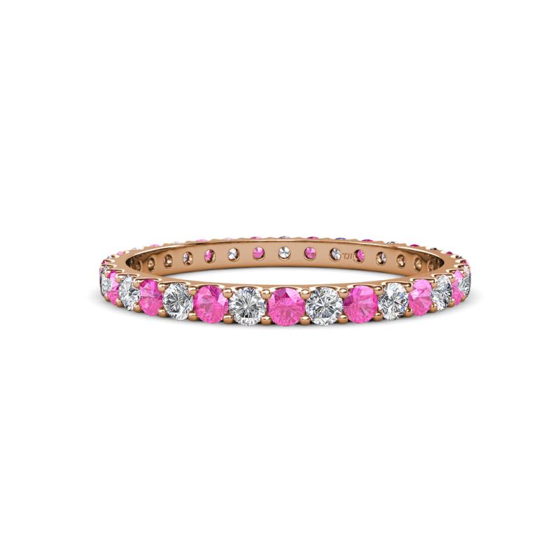 Audrey 2.40 mm Pink Sapphire and Diamond U Prong Eternity Band 