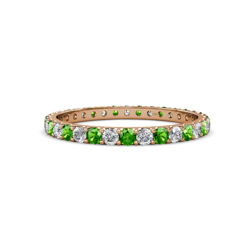 Audrey 2.40 mm Green Garnet and Diamond U Prong Eternity Band 
