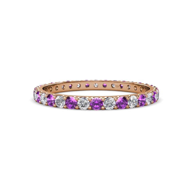 Audrey 2.40 mm Amethyst and Diamond U Prong Eternity Band 