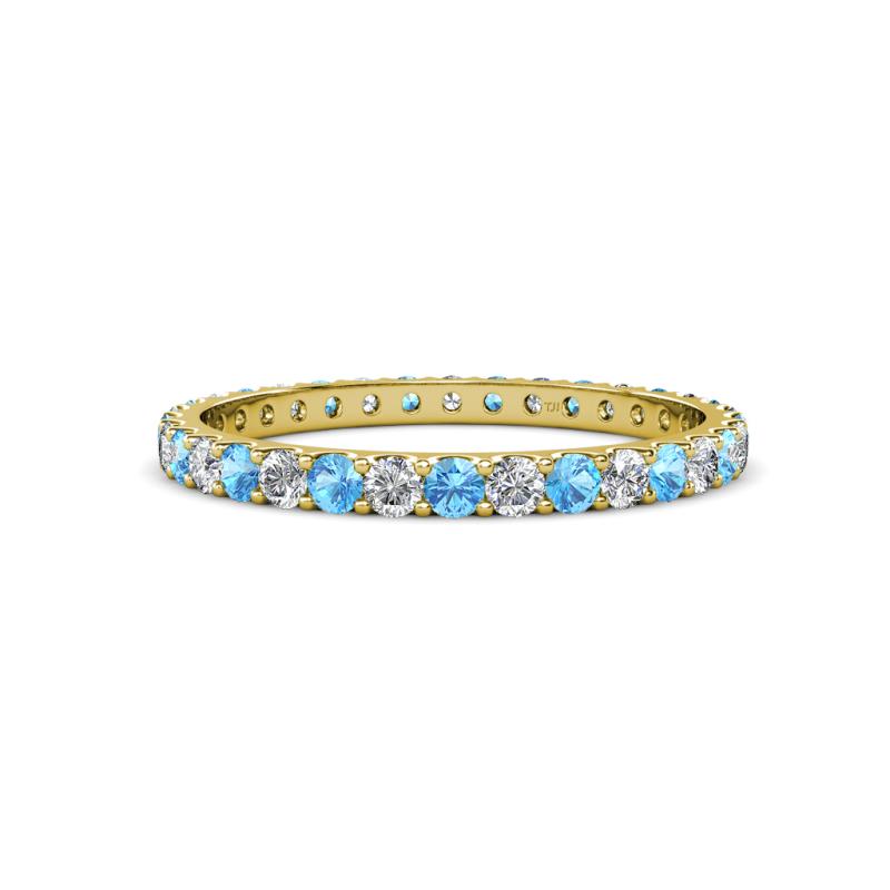 Audrey 2.40 mm Blue Topaz and Diamond U Prong Eternity Band 