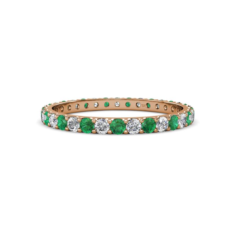 Audrey 2.40 mm Emerald and Diamond U Prong Eternity Band 