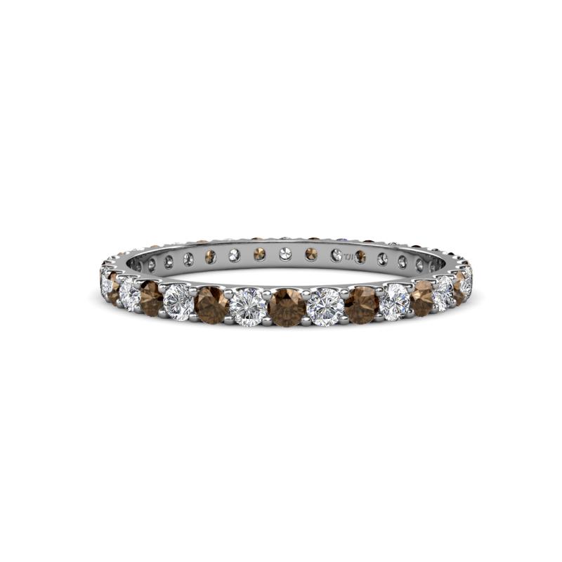 Audrey 2.40 mm Smoky Quartz and Diamond U Prong Eternity Band 