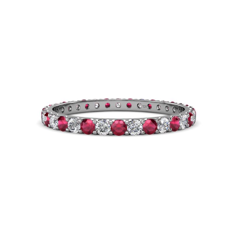 Audrey 2.40 mm Ruby and Diamond U Prong Eternity Band 