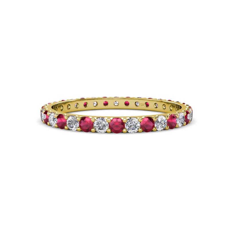 Audrey 2.40 mm Ruby and Diamond U Prong Eternity Band 