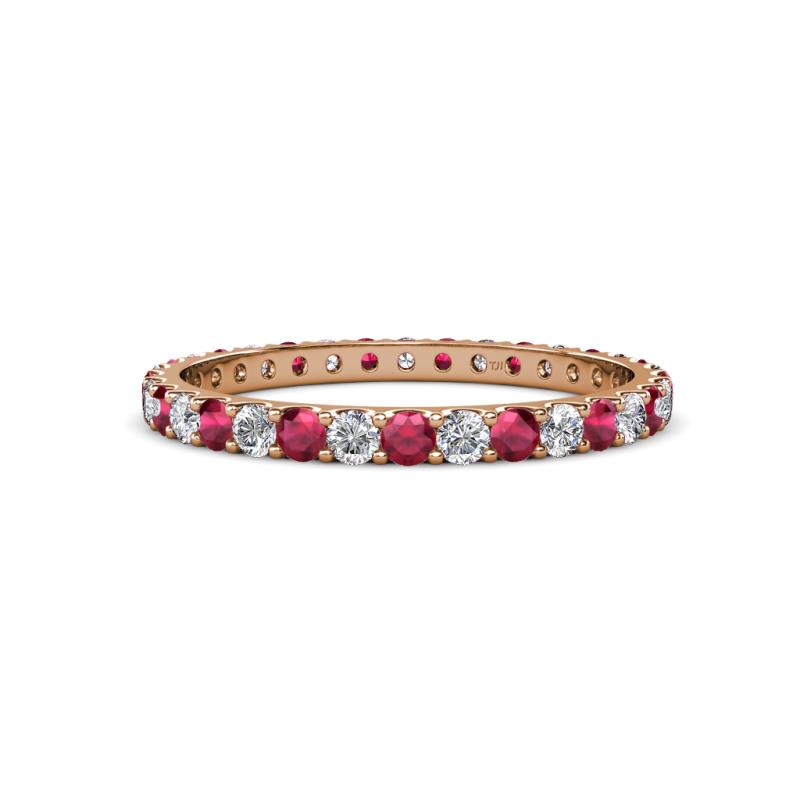 Audrey 2.40 mm Ruby and Diamond U Prong Eternity Band 