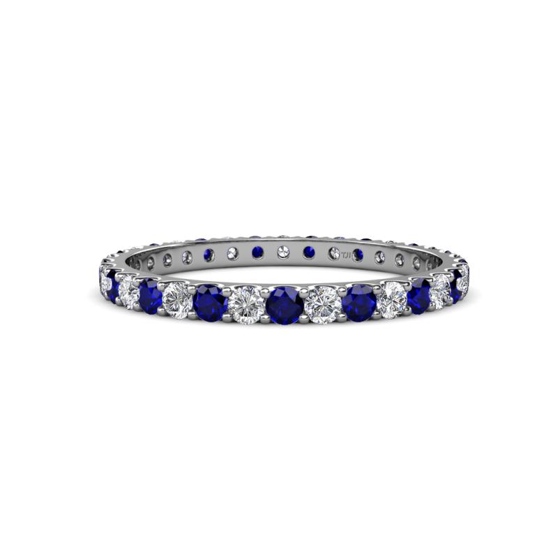 Audrey 2.40 mm Blue Sapphire and Diamond U Prong Eternity Band 