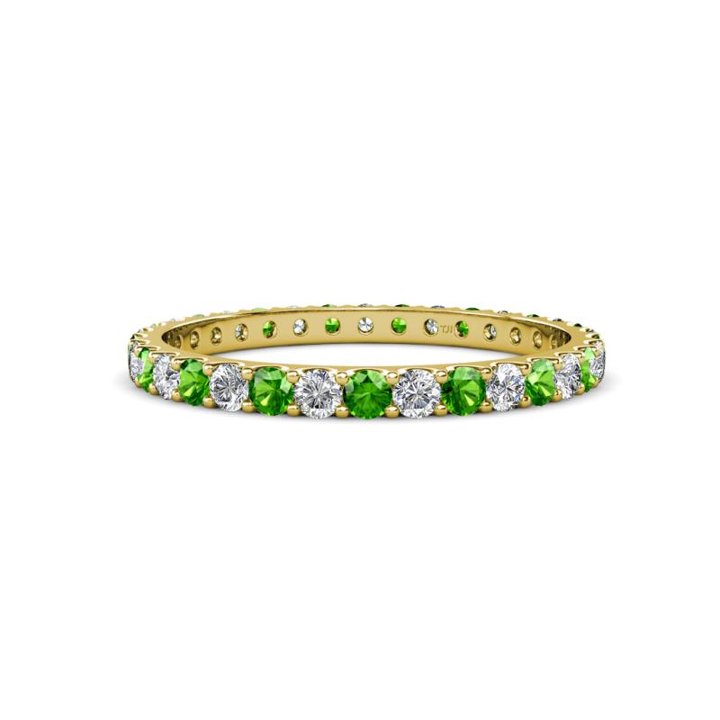 Audrey 2.40 mm Green Garnet and Diamond U Prong Eternity Band 