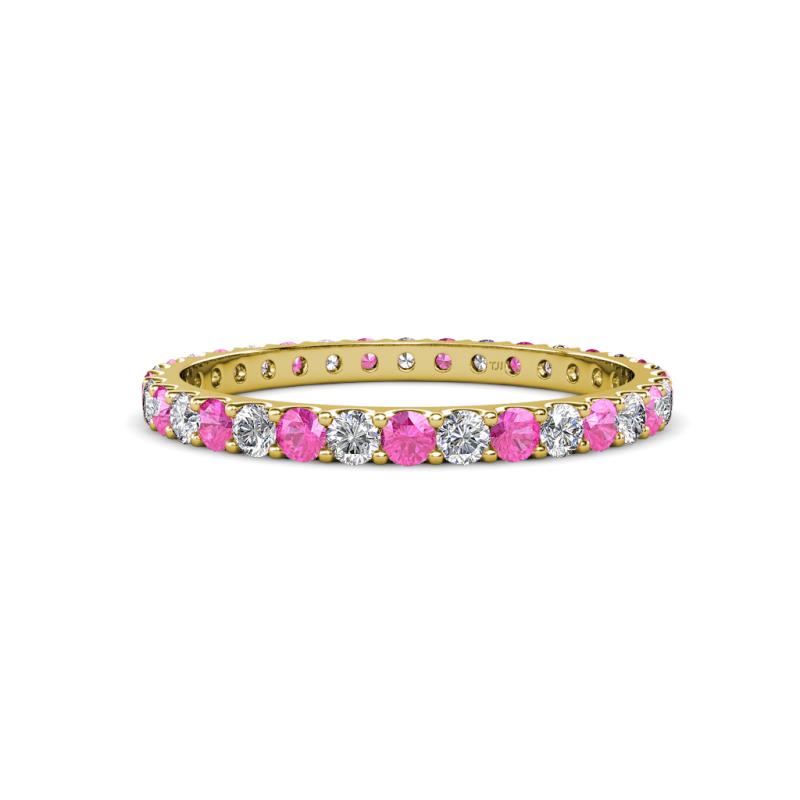 Audrey 2.40 mm Pink Sapphire and Diamond U Prong Eternity Band 