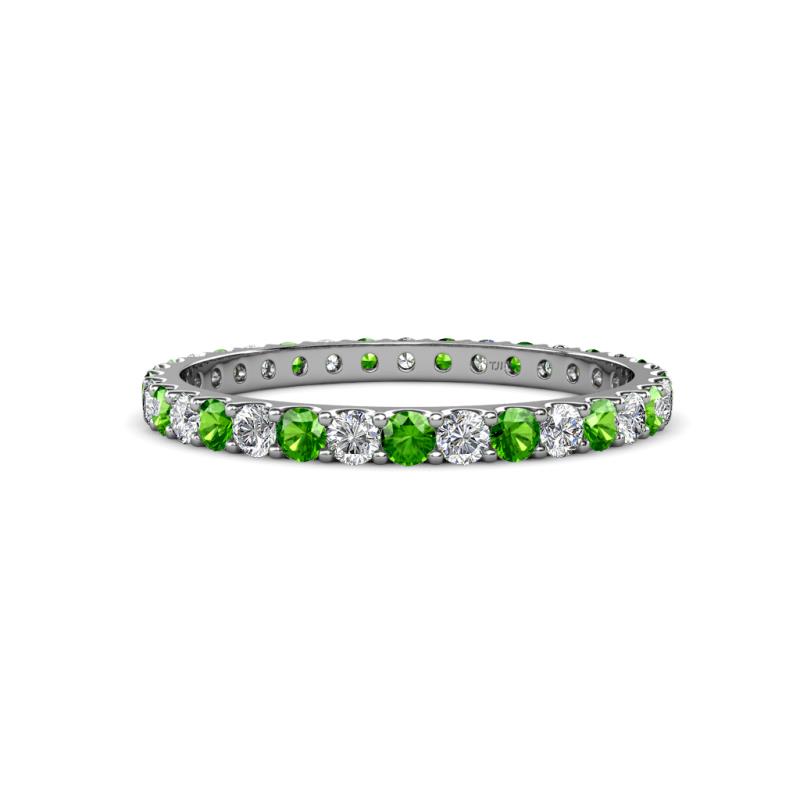 Audrey 2.40 mm Green Garnet and Diamond U Prong Eternity Band 