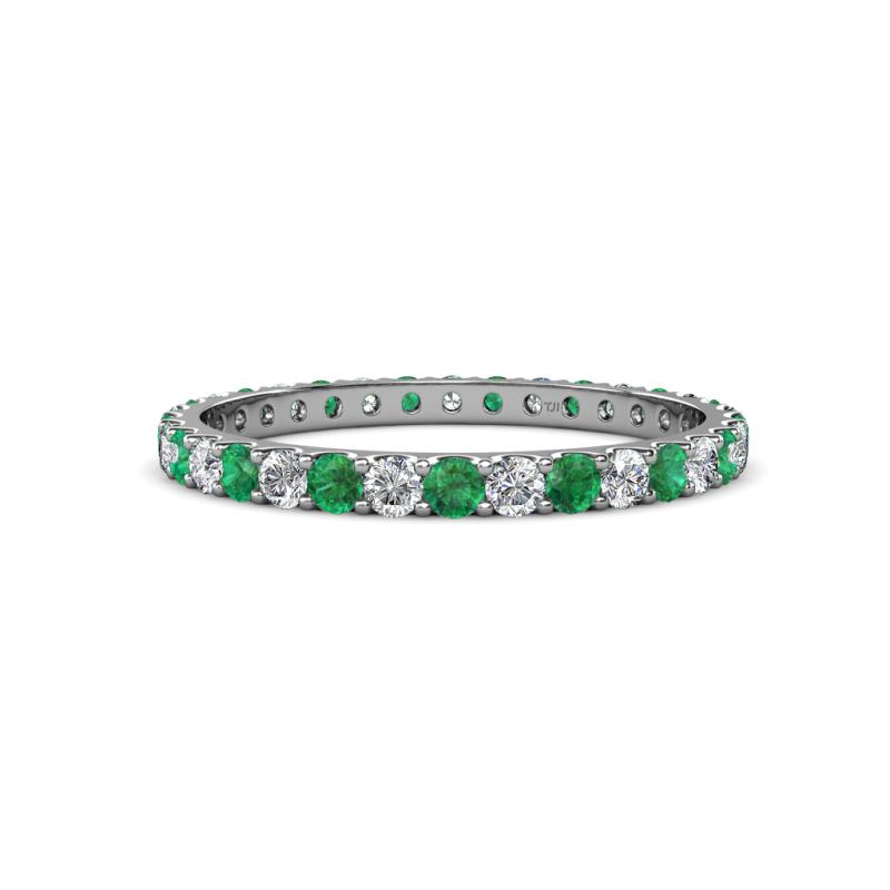 Audrey 2.40 mm Emerald and Diamond U Prong Eternity Band 