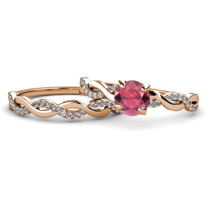 Mayra Desire Rhodolite Garnet and Diamond Infinity Bridal Set Ring 