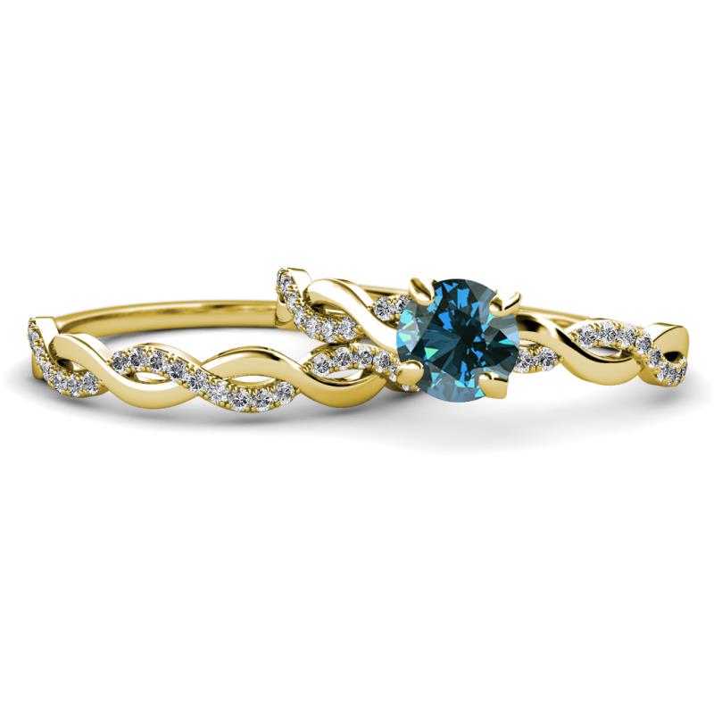 Mayra Desire Blue and White Diamond Infinity Bridal Set Ring 