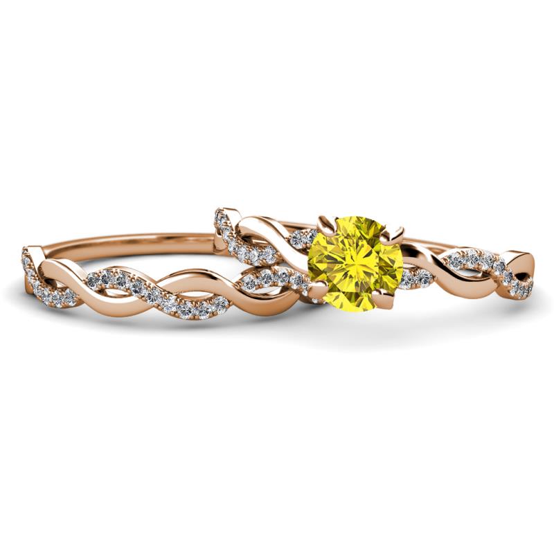 Mayra Desire Yellow and White Diamond Infinity Bridal Set Ring 