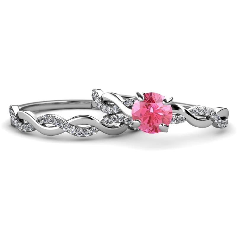 Mayra Desire Pink Tourmaline and Diamond Infinity Bridal Set Ring 