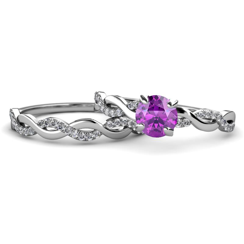 Mayra Desire Amethyst and Diamond Infinity Bridal Set Ring 