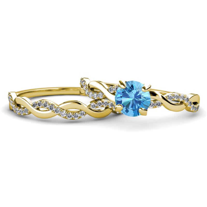 Mayra Desire Blue Topaz and Diamond Infinity Bridal Set Ring 