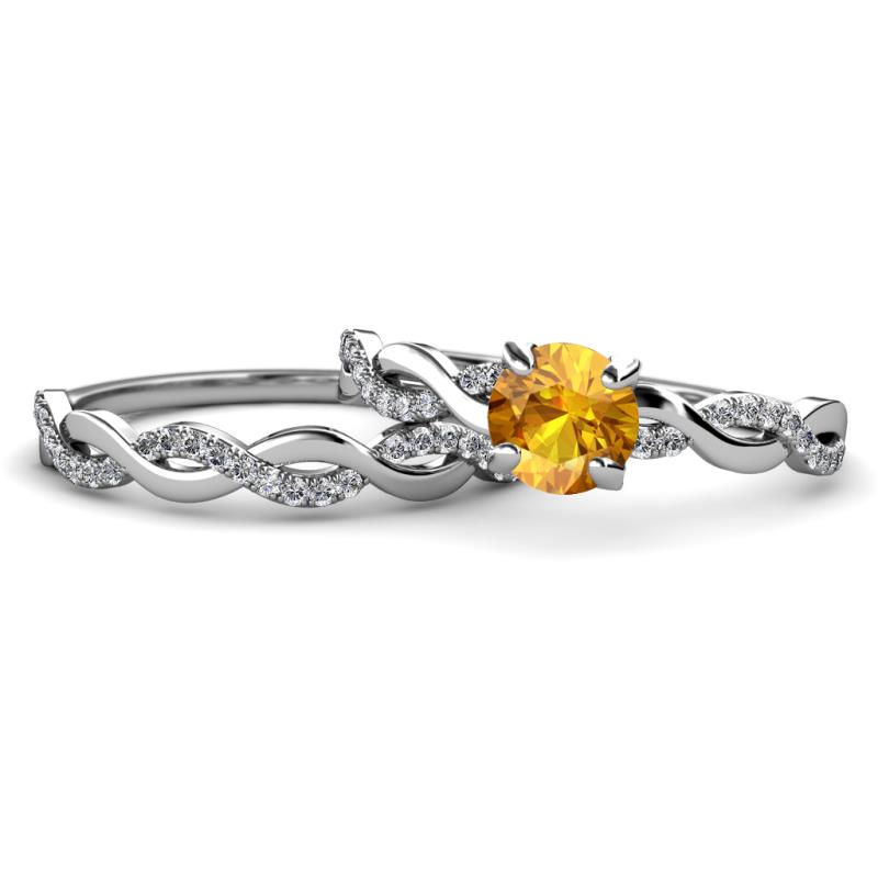 Mayra Desire Citrine and Diamond Infinity Bridal Set Ring 