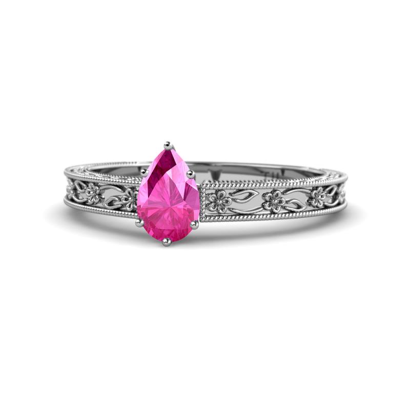 Florie Classic 7x5 mm Pear Shape Pink Sapphire Solitaire Engagement Ring 