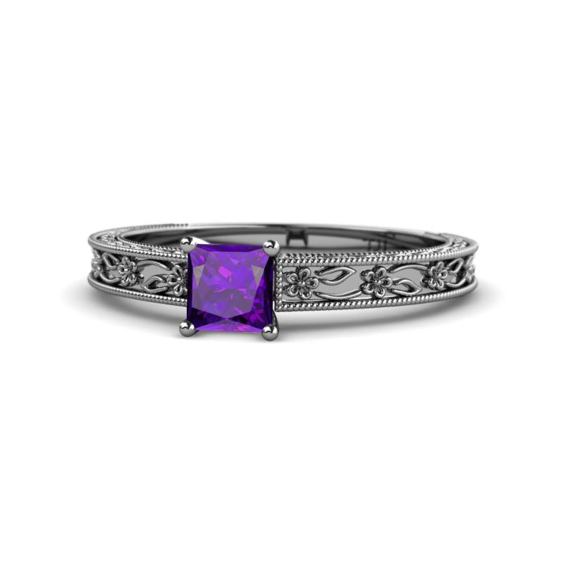 Florie Classic 5.5 mm Princess Cut Amethyst Solitaire Engagement Ring 