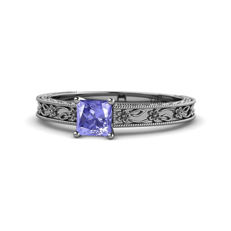 Florie Classic 5.5 mm Princess Cut Tanzanite Solitaire Engagement Ring 