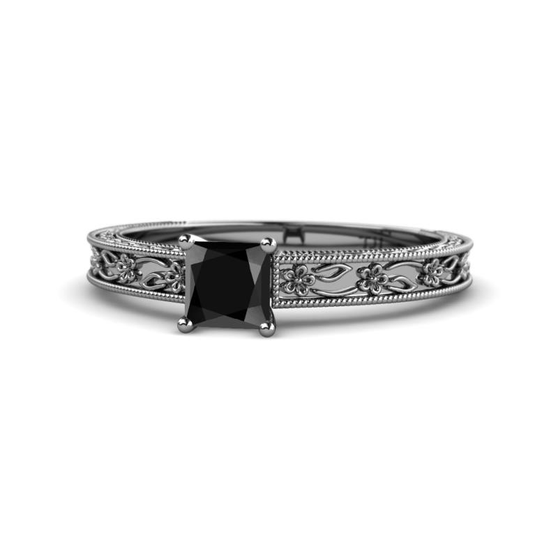 Shop 14k Black Rhodium White Gold 2 1 3ct Princess Cut Black Diamond Engagement Ring Bridal Wedding Set Overstock 31752397