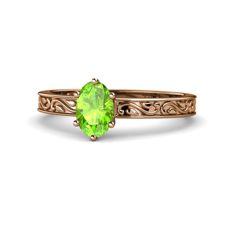 Cael Classic 7x5 mm Oval Shape Peridot Solitaire Engagement Ring 