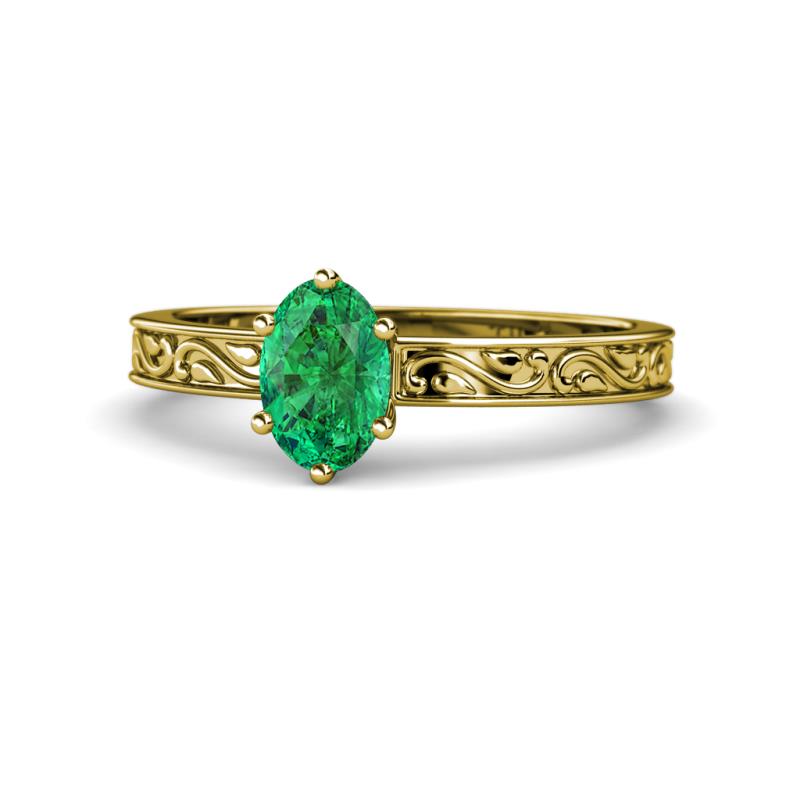 Cael Classic 7x5 mm Oval Shape Emerald Solitaire Engagement Ring 