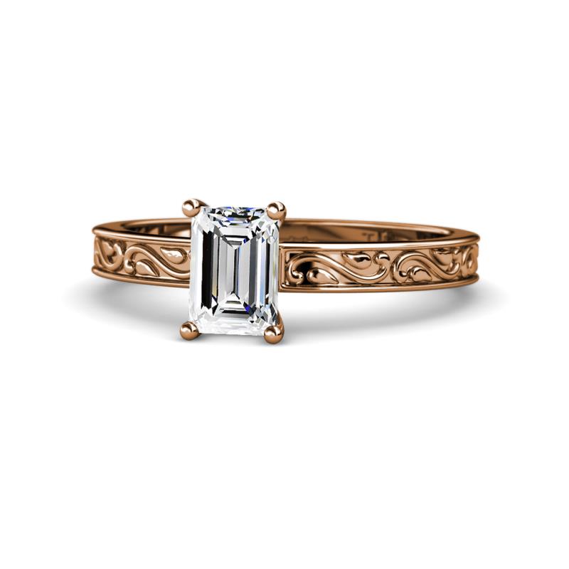 Cael Classic GIA Certified 7x5 mm Emerald Shape Diamond Solitaire Engagement Ring 