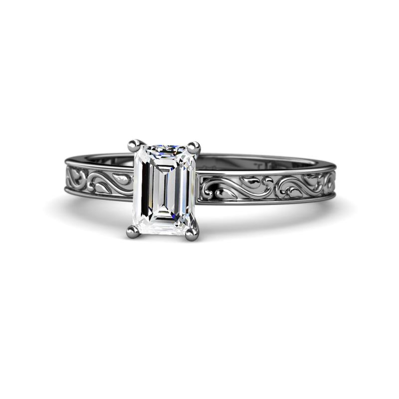 Cael Classic GIA Certified 7x5 mm Emerald Shape Diamond Solitaire Engagement Ring 