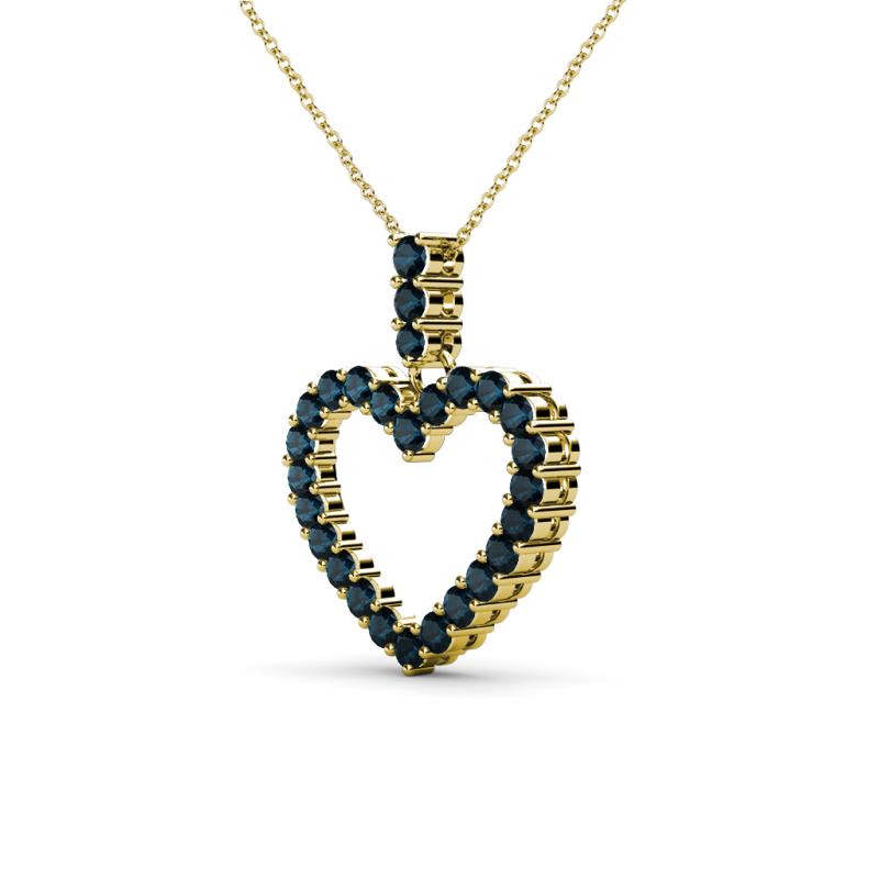 Blue Diamond Heart Pendant Necklace 081 Ctw 14k Yellow Goldincluded