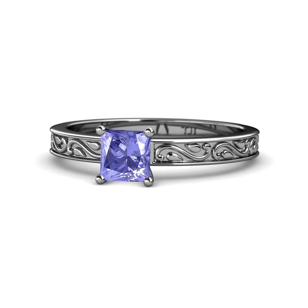 Cael Classic 5.5 mm Princess Cut Tanzanite Solitaire Engagement Ring 