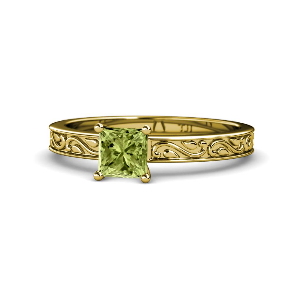 Cael Classic 5.5 mm Princess Cut Peridot Solitaire Engagement Ring 