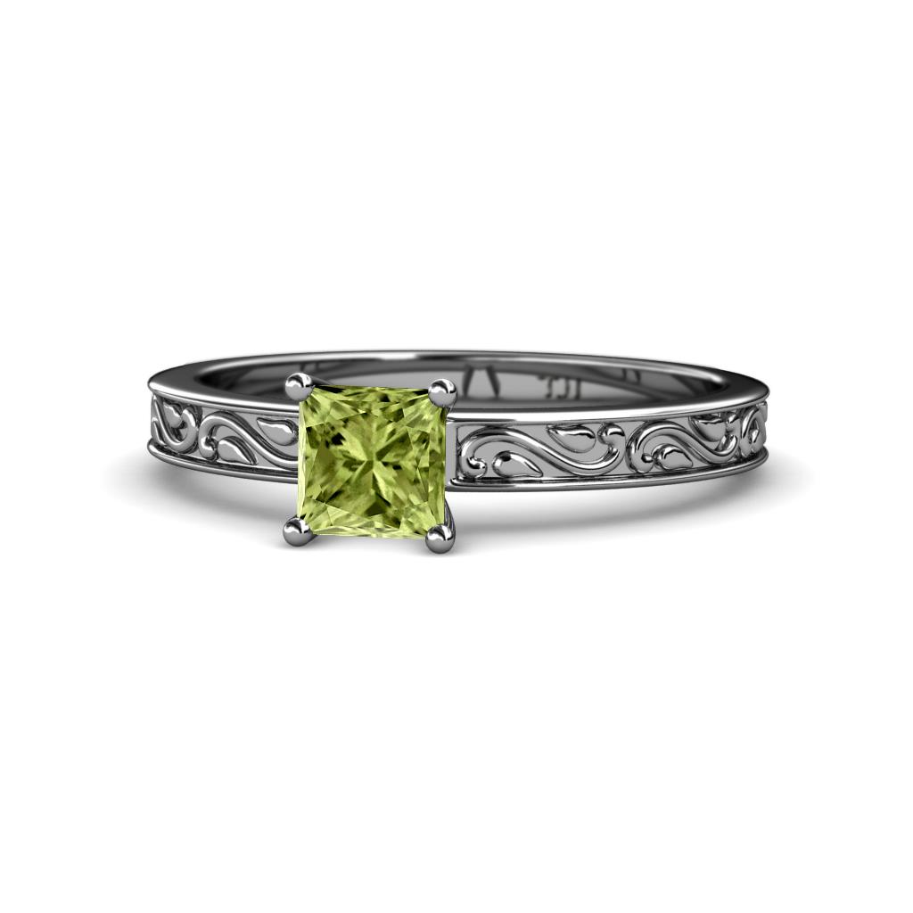 Cael Classic 5.5 mm Princess Cut Peridot Solitaire Engagement Ring 
