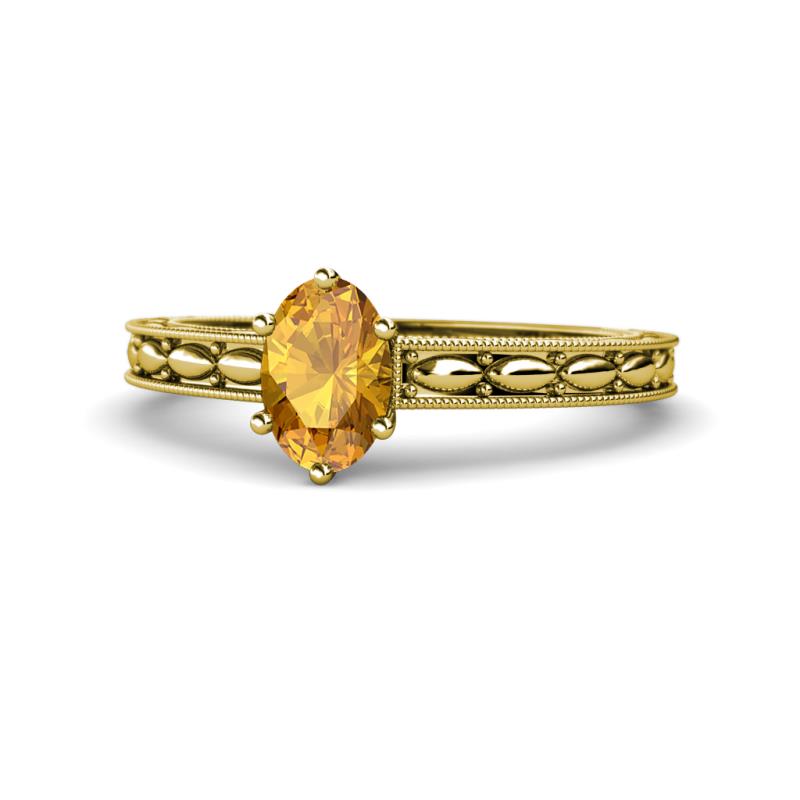 Rachel Classic 7x5 mm Oval Shape Citrine Solitaire Engagement Ring 