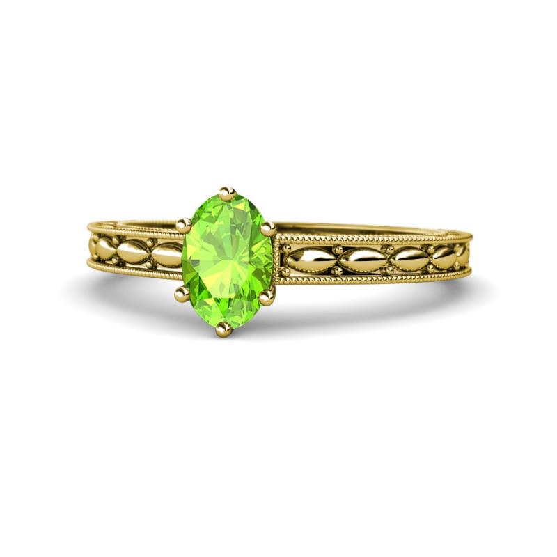 Rachel Classic 7x5 mm Oval Shape Peridot Solitaire Engagement Ring 