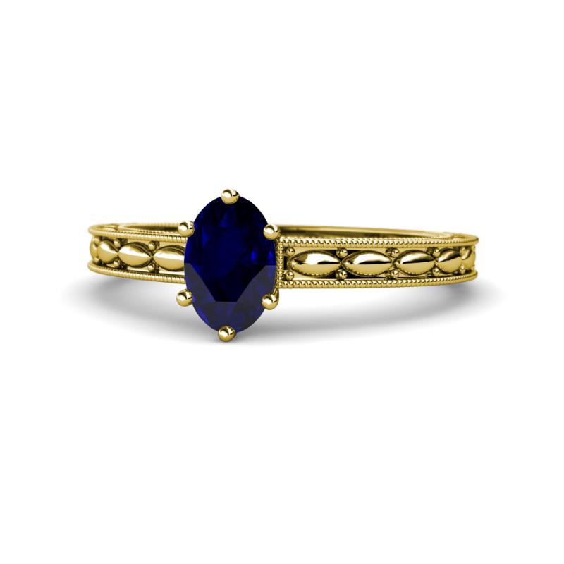 Rachel Classic 7x5 mm Oval Shape Blue Sapphire Solitaire Engagement Ring 