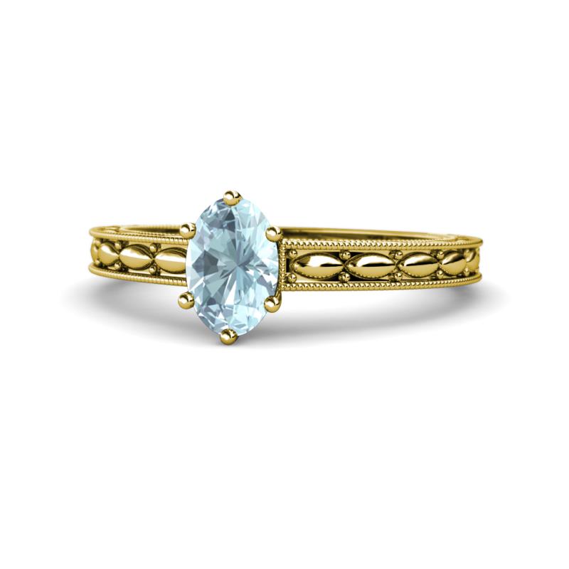 Rachel Classic 7x5 mm Oval Shape Aquamarine Solitaire Engagement Ring 