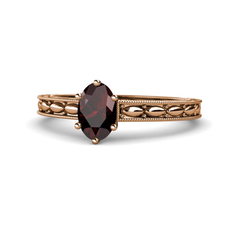 Rachel Classic 7x5 mm Oval Shape Red Garnet Solitaire Engagement Ring 
