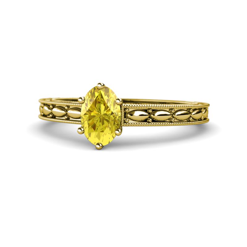 Rachel Classic 7x5 mm Oval Shape Yellow Sapphire Solitaire Engagement Ring 