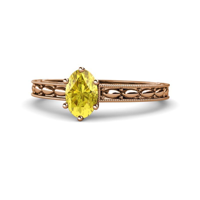 Rachel Classic 7x5 mm Oval Shape Yellow Sapphire Solitaire Engagement Ring 