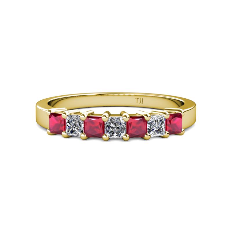 Evia 3.00 mm Ruby and Diamond Wedding Band 