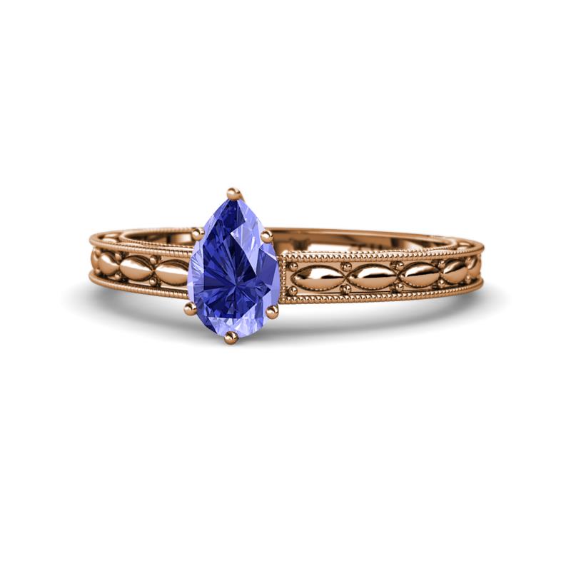 Rachel Classic 7x5 mm Pear Shape Tanzanite Solitaire Engagement Ring 