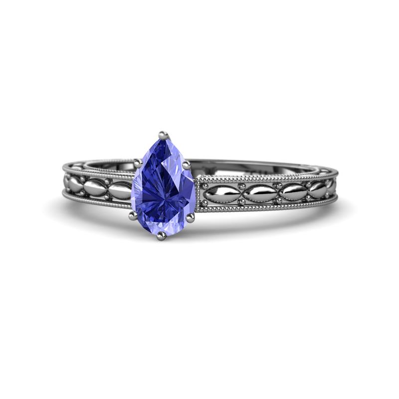 Rachel Classic 7x5 mm Pear Shape Tanzanite Solitaire Engagement Ring 