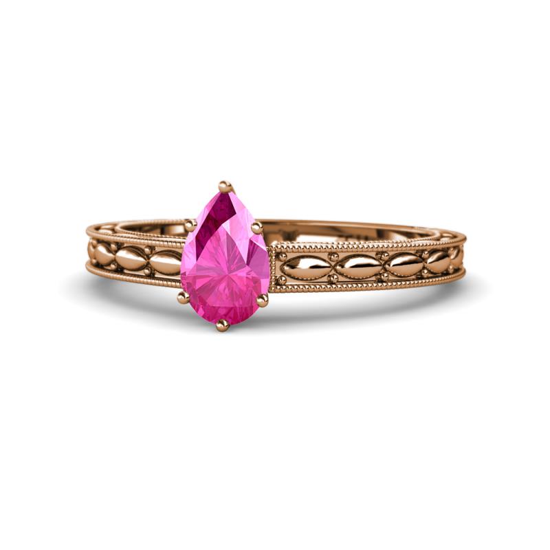 Rachel Classic 7x5 mm Pear Shape Pink Sapphire Solitaire Engagement Ring 