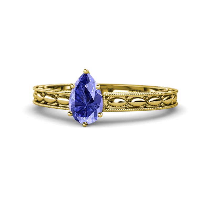 Rachel Classic 7x5 mm Pear Shape Tanzanite Solitaire Engagement Ring 