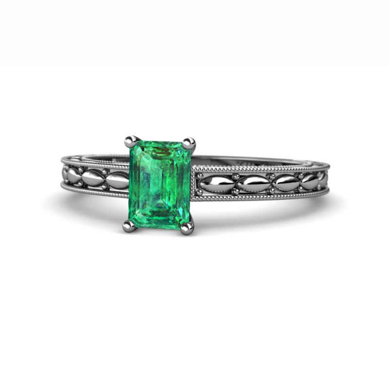 Rachel Classic 7x5 mm Emerald Shape Emerald Solitaire Engagement Ring 
