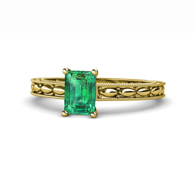Rachel Classic 7x5 mm Emerald Shape Emerald Solitaire Engagement Ring 