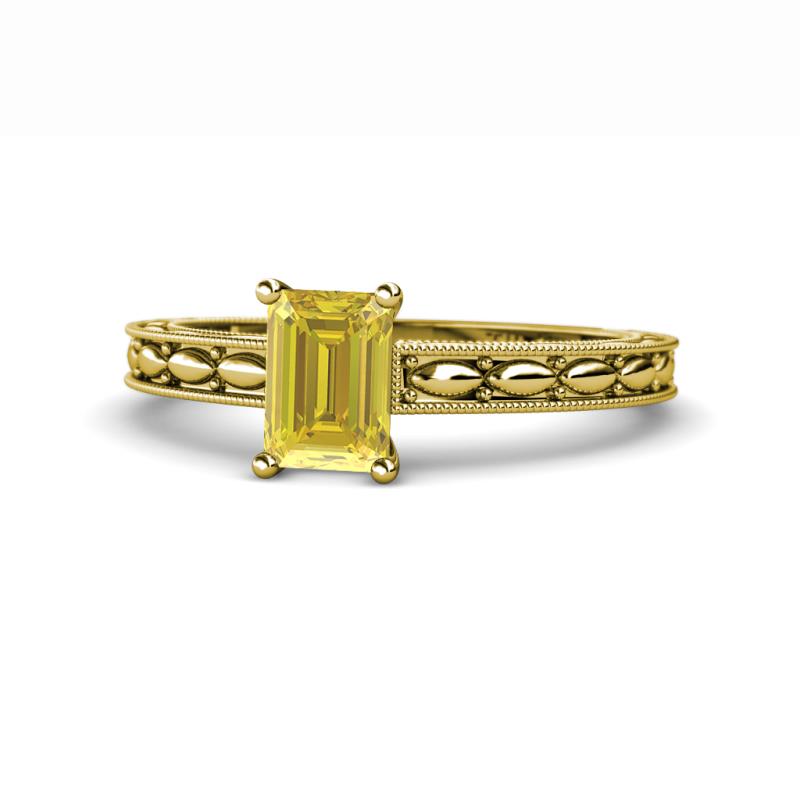 Rachel Classic 7x5 mm Emerald Shape Yellow Sapphire Solitaire Engagement Ring 