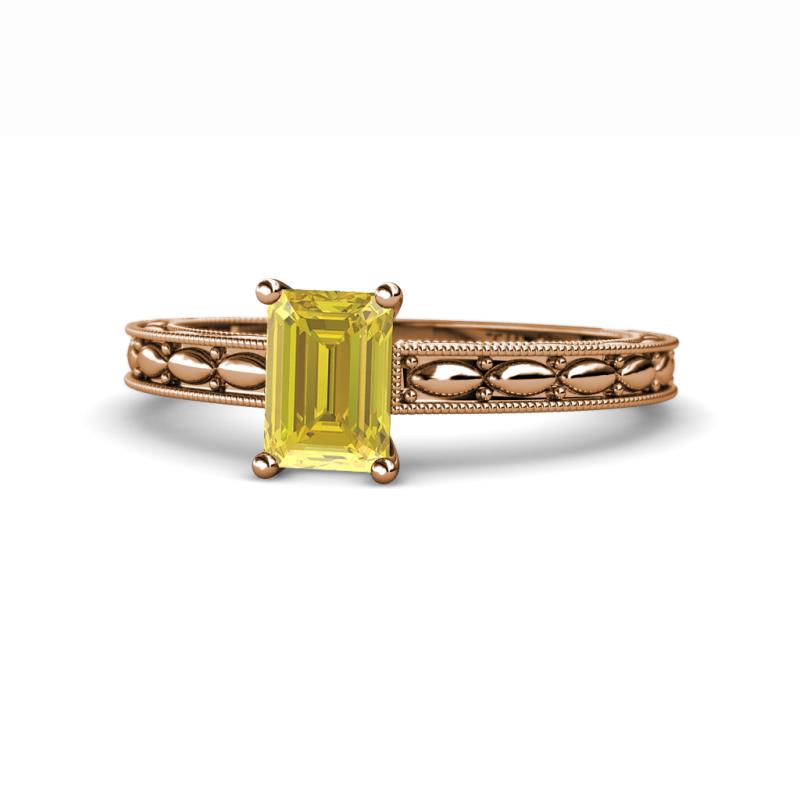 Rachel Classic 7x5 mm Emerald Shape Yellow Sapphire Solitaire Engagement Ring 